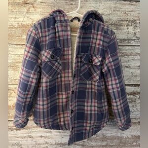Girls Sherpa lined flannel jacket